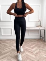 Komplet fitness top + legginsy GENIUS - czarny - obrazek 2