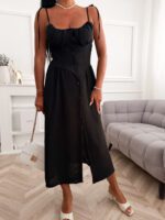 sukienka ITALIA VALDORO – elegancka sukienka midi na ramiączkach - obrazek 3