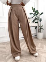 Materiałowe spodnie z zakładkami eleganckie - obrazek 3